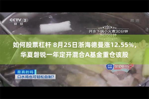 如何股票杠杆 8月25日浙海德曼涨12.55%，华夏磐锐一年定开混合A基金重仓该股