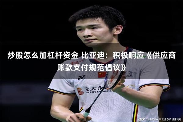 炒股怎么加杠杆资金 比亚迪：积极响应《供应商账款支付规范倡议》