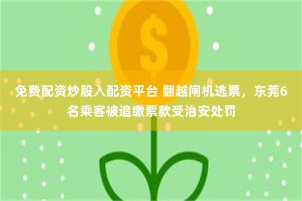 免费配资炒股入配资平台 翻越闸机逃票,东莞6名乘客被追缴票款受治安处罚