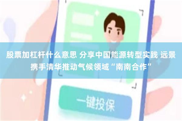 股票加杠杆什么意思 分享中国能源转型实践 远景携手清华推动气候领域“南南合作”